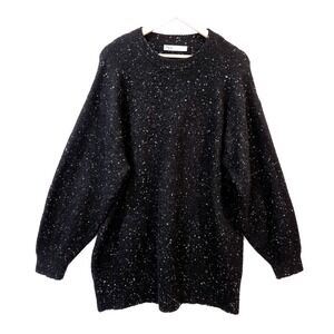 Zara‎ Womens Speckled Black Sweater Tunic Pullover Wool Alpaca Oversized Small